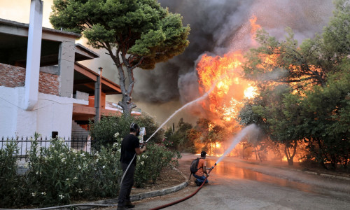 Forest fire in Varibobi, Athens, Greece - 03 Aug 2021