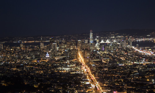 Twin Peaks Market Street San Francisco at Night