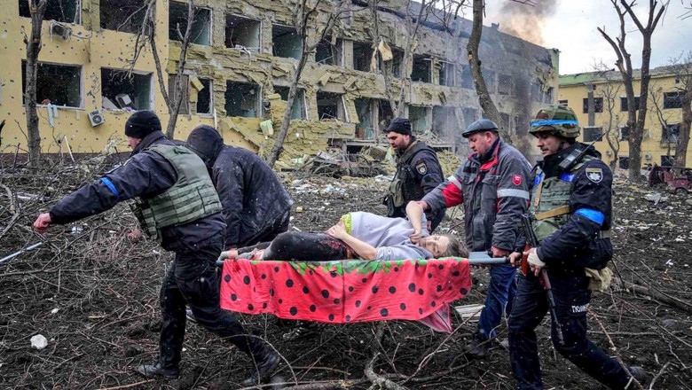 Aftermath of airstrike on Maternity Hospital, Mariupol, Ukraine - 09 Mar 2022