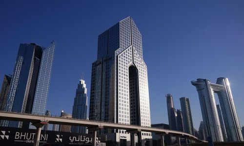 A view of the Dusit Thani Dubai hotel (centre), in the Financial District of Dubai, in the United Arab Emirates. Picture date: Wednesday February 9, 2022.