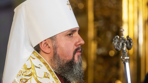 Primate of the Ukrainian Orthodox Church Epifaniy in Kyiv, Ukraine -