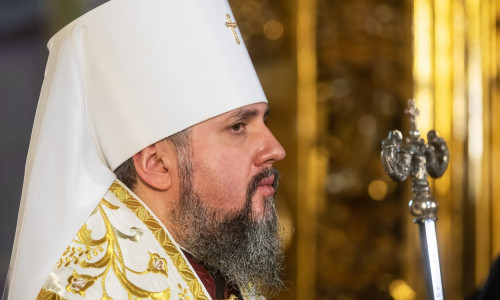 Primate of the Ukrainian Orthodox Church Epifaniy in Kyiv, Ukraine -