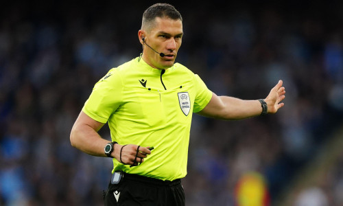 Referee Istvan Kovacs during the UEFA Champions League Semi Final, First Leg, at the Etihad Stadium, Manchester. Picture date: Tuesday April 26, 2022.