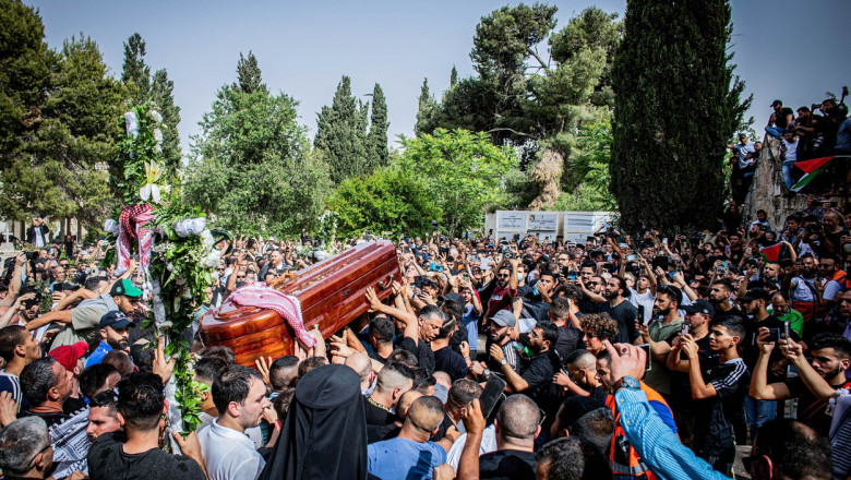 Funeral procession of Al Jazeera journalist Shireen Abu Akleh in Jerusalem, Israel - 13 May 2022