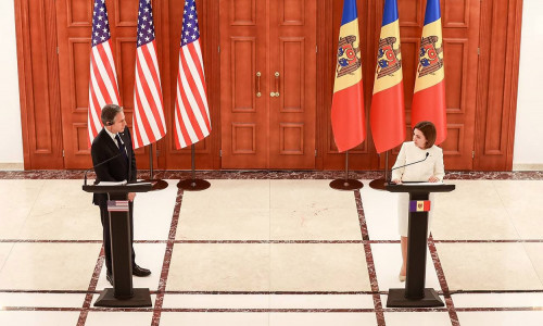 US Secretary of State Antony Blinken and Moldovan President Maia Sandu