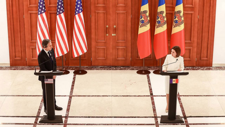 US Secretary of State Antony Blinken and Moldovan President Maia Sandu