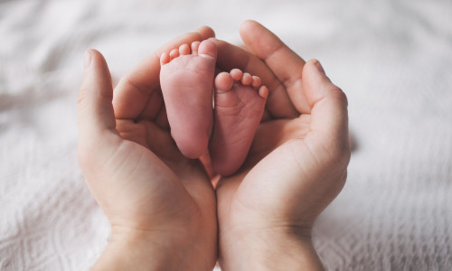 Parent,Holding,In,The,Hands,Feet,Of,Newborn,Baby.