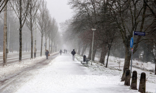 Snowy Wheater At The Middenweg Street At Amsterdam The Netherlands 7-2-2021