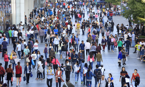 Beijing,,China,-,October,3,,2015:,Unidentified,People,Crowd,Xidan