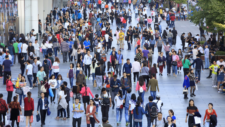 Beijing,,China,-,October,3,,2015:,Unidentified,People,Crowd,Xidan