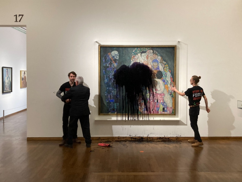 Vienna: Last Generation action on painting of Gustav Klimt