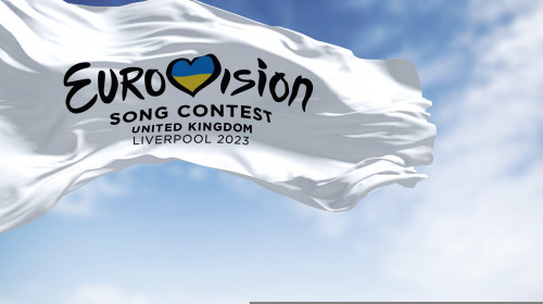 Liverpool,,Uk,,October,2022:,The,Flag,Of,The,Eurovision,Song