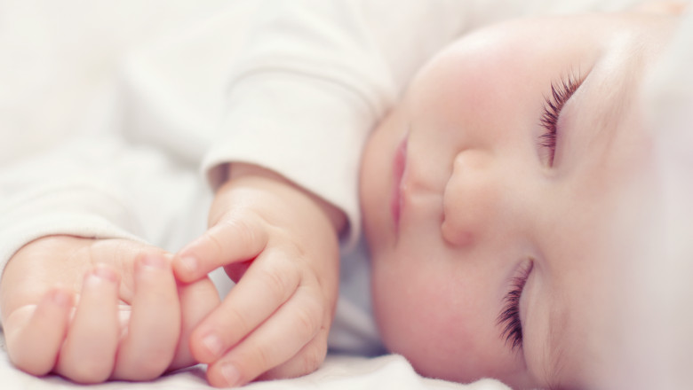 Close-up,Portrait,Of,A,Beautiful,Sleeping,Baby,On,White