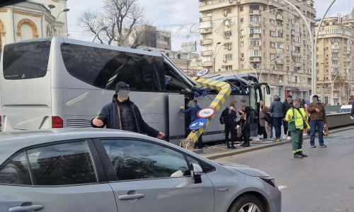 Autocar accident pasajul Unirii/ Info Trafic București și Ilfov