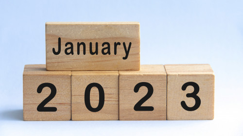 January,2023,Text,On,Wooden,Blocks,With,White,Color,Background.