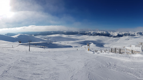 Panorama,Of,Nearly,Empty,Carpathian,Mountains,Skiing,Slope,In,Sinaia,
