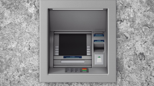 Build,In,Bank,Cash,Atm,Machine,In,Concrete,Wall.,3d