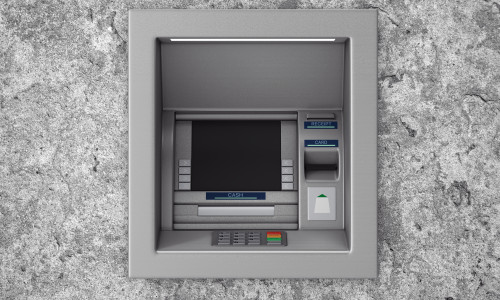 Build,In,Bank,Cash,Atm,Machine,In,Concrete,Wall.,3d