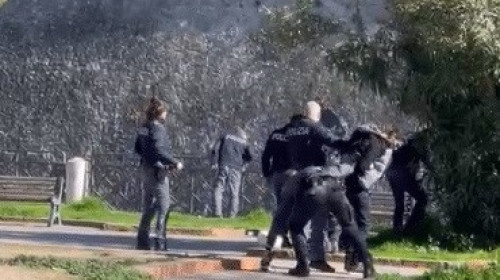 Un român, reținut violent de poliție într-un parc din Italia/ Captură video