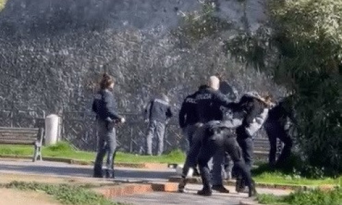 Un român, reținut violent de poliție într-un parc din Italia/ Captură video