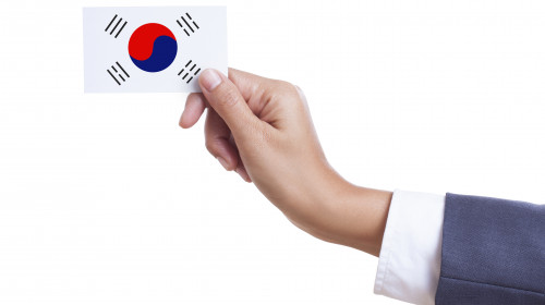Businessman,Holding,A,Business,Card,With,South,Korea,Flag