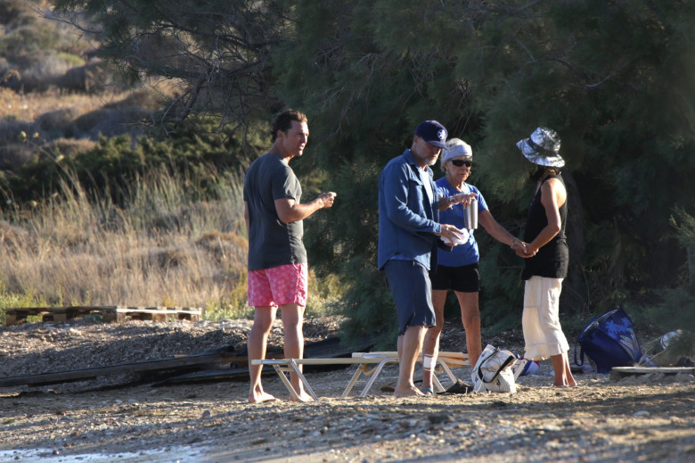 EXCLUSIVE: Matthew McConaughey and Woody Harrelson seen on holiday in Antiparos, Greece