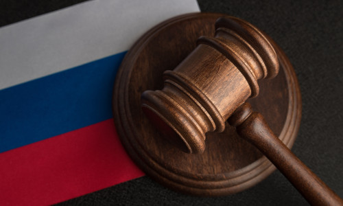 Judge,Gavel,And,Flag,Of,Russian,Federation.,Law,And,Justice