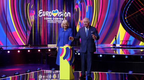 Britain's King Charles and Queen Camilla visit Eurovision song contest venue in Liverpool