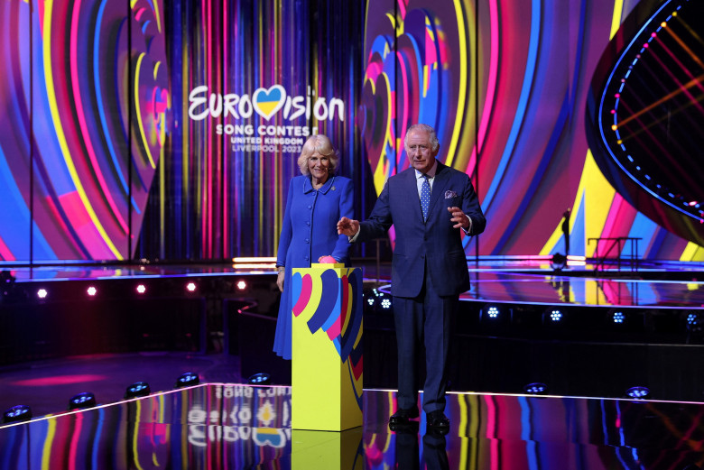 Britain's King Charles and Queen Camilla visit Eurovision song contest venue in Liverpool