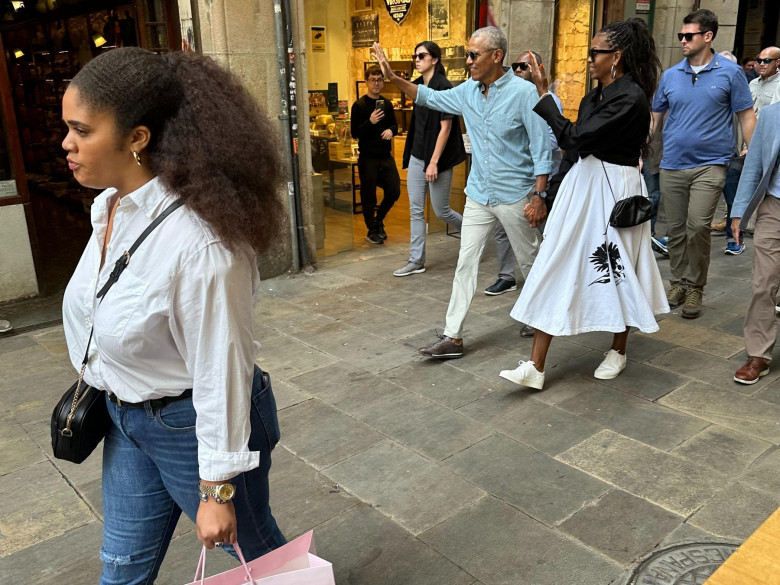 Barack and Michelle Obama seen heading to the Picasso Museum in Barcelona, Spain