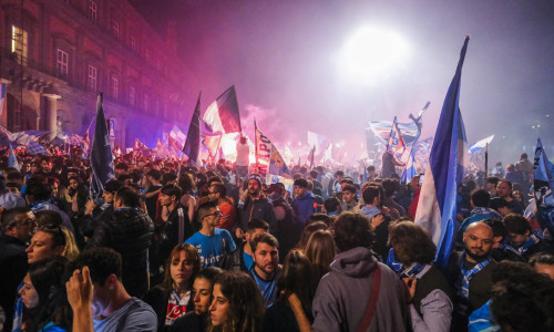 Italy: Celebrations in the city, ssc napoli is champion of italy. The city explodes with joy, the Neapolitans celebrate