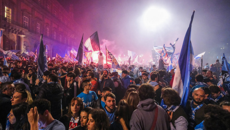 Italy: Celebrations in the city, ssc napoli is champion of italy. The city explodes with joy, the Neapolitans celebrate