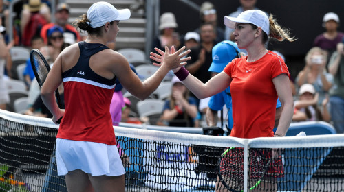 Sydney Olympic Park, Sydney, Australia. 9th Jan, 2019. Sydney International Tennis; Simona Halep of Romania congratulates Ashleigh Barty of Australia after Barty wins Credit: Action Plus Sports/Alamy Live News