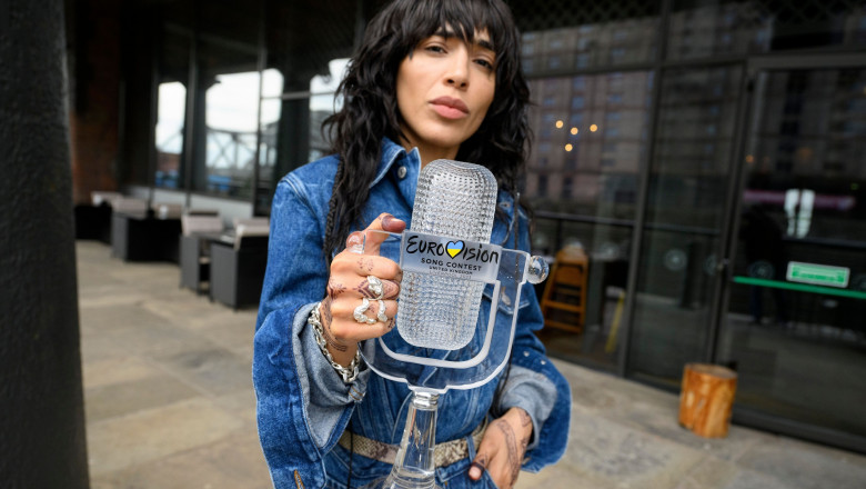 Eurovision Song Contest winner Loreen with the winner's trophy, Liverpool, UK - 14 May 2023