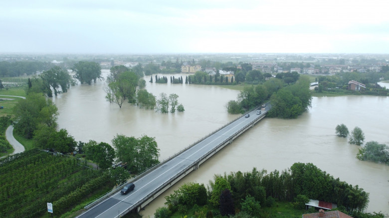 Italy, Cesena: The flooding of the Savio river.