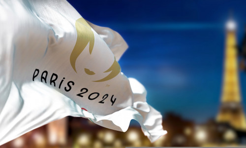 Paris,,Fr,,Jan,2023:,Paris,2024,Summer,Olympics,Flag,Waving