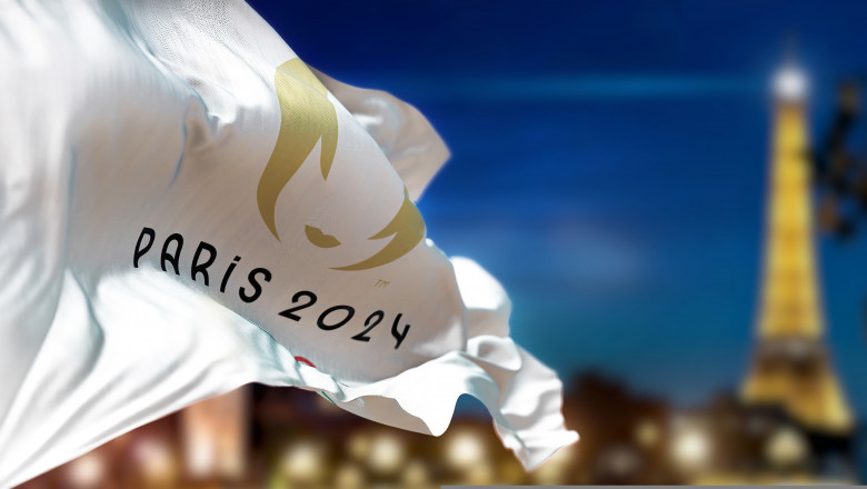 Paris,,Fr,,Jan,2023:,Paris,2024,Summer,Olympics,Flag,Waving