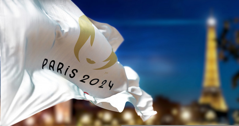 Paris,,Fr,,Jan,2023:,Paris,2024,Summer,Olympics,Flag,Waving