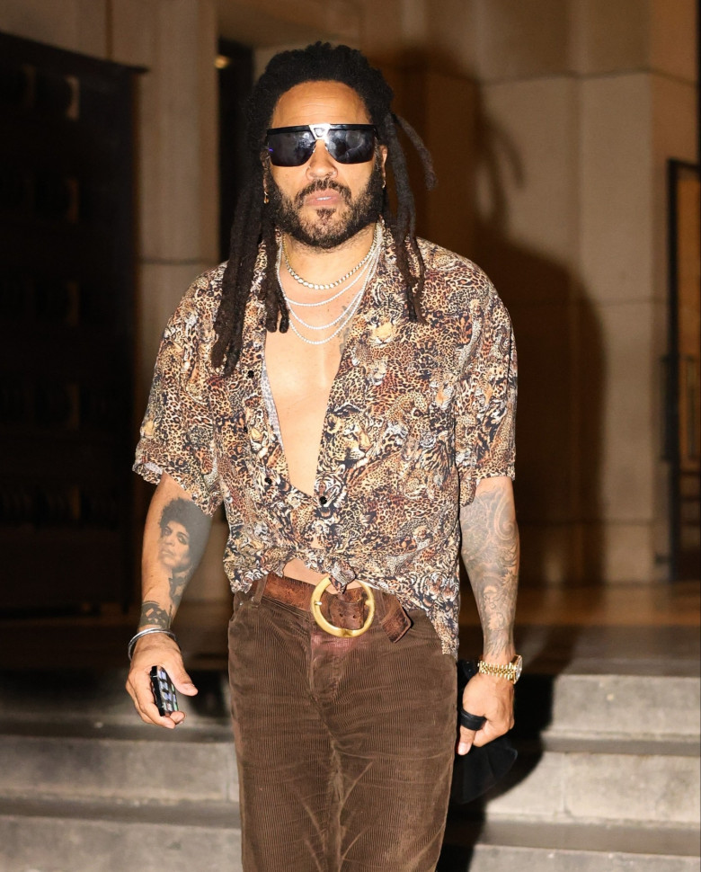 EXCLUSIVE: Lenny Kravitz Spotted Leaving With A Friend From The Girafe Restaurant In Paris, France