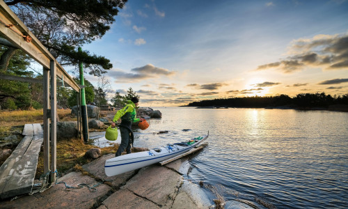 Packing a kayak at Ulko-Tammio island, Hamina, Finland