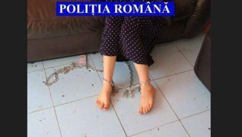 O tânără legată cu lanțuri a fost găsită pe o stradă din Constanța/ Foto: Poliția Română