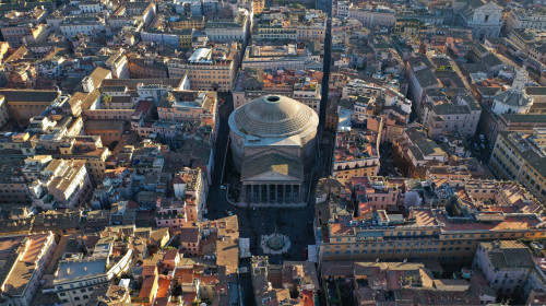 Aerial,Drone,Photo,Of,Iconic,Temple,Of,Pantheon,Built,In