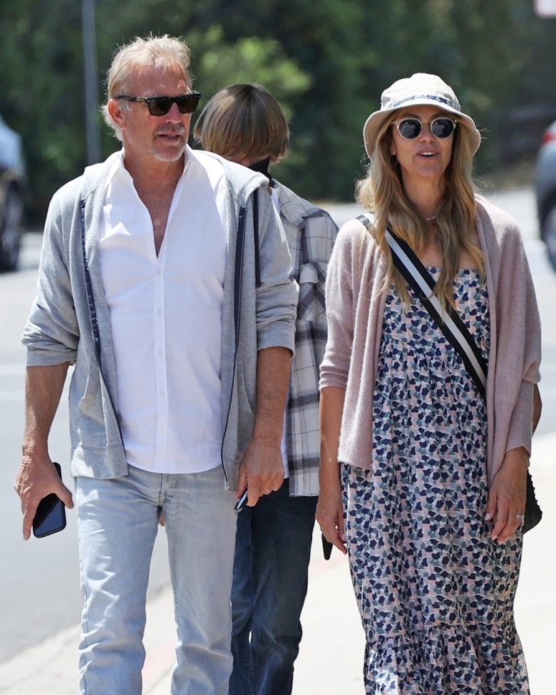 *EXCLUSIVE* Kevin Costner and Christine Baumgartner are in last candid pics during happier times as couple smile together after lunch in Santa Barbara in 2021. **FILE PHOTOS**