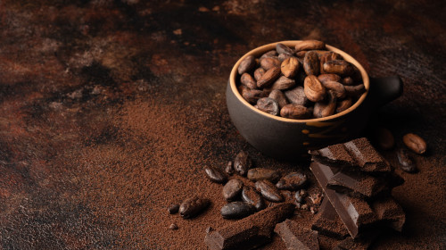 Chocolate,And,Cacao,Concept.,Cocoa,Powder,In,Bowl,Near,Cocoa