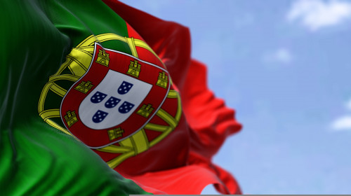 Detail,Of,The,National,Flag,Of,Portugal,Waving,In,The