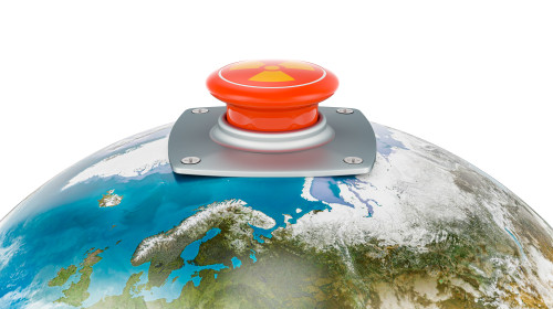 Nuclear,Red,Button,On,The,Earth,Globe.,Global,Nuclear,Threat