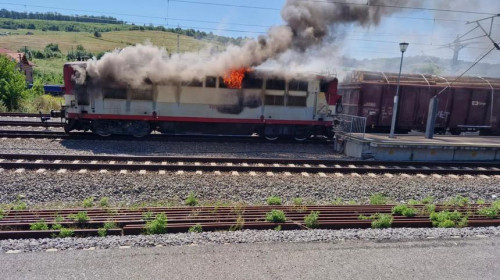 Locomotivă flăcări/ Foto: News.ro.