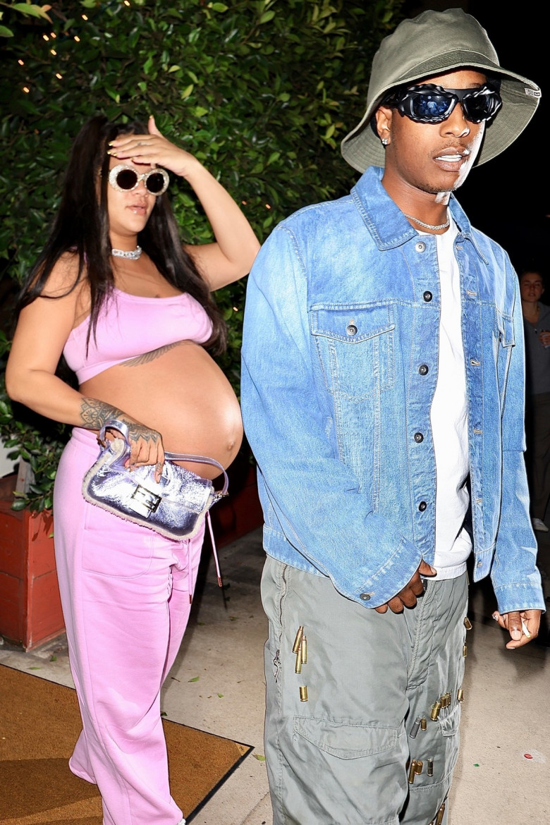 *EXCLUSIVE* Pregnant Rihanna and ASAP Rocky depart from their romantic dinner date in Santa Monica