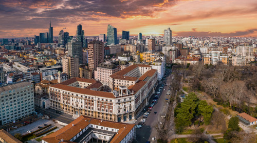 Milan,Skyline,,Italy.,Panorama,Of,Milano,City,With,The,Porto