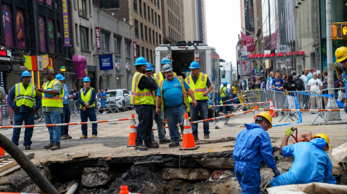 127-year-old water main breaks under Times Square